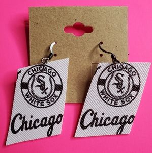 White Sox Faux Leather Earrings